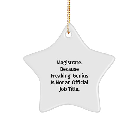 Funny Magistrate Star Ornament Gift for Men or Women Friends Family Coworkers, Unique Christmas Decorations, Humorous Star Shaped Gift for Magistrate - Image 1