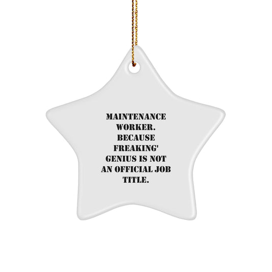 Funny Maintenance Worker Gifts from Friends, Star Ornament for Christmas Unique Gifts, Because 'Freaking' genius Is Not An Official Job Title - Image 1