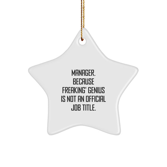 Christmas Unique Gift for Her Manager Present White Star Ornament 3.25in - Image 1