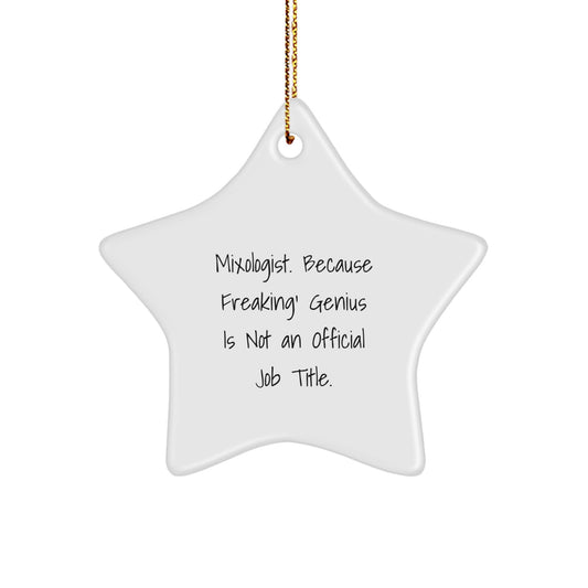 Funny Mixologist Gifts, Star Ornament for Mixologists, Gifts from Friends to Men, 'Because Freaking' genius is Not an Official Job Title' Quote, Christmas Unique Gifts - Image 1
