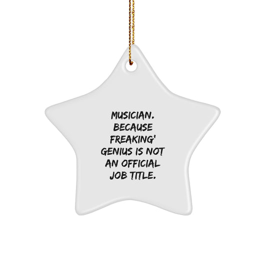 Funny Musician Gifts for Men - Star Ornament with 'Musician. Because Freaking' genius Is Not An Official Job Title.' - Christmas Unique Gifts from Friends - Image 1