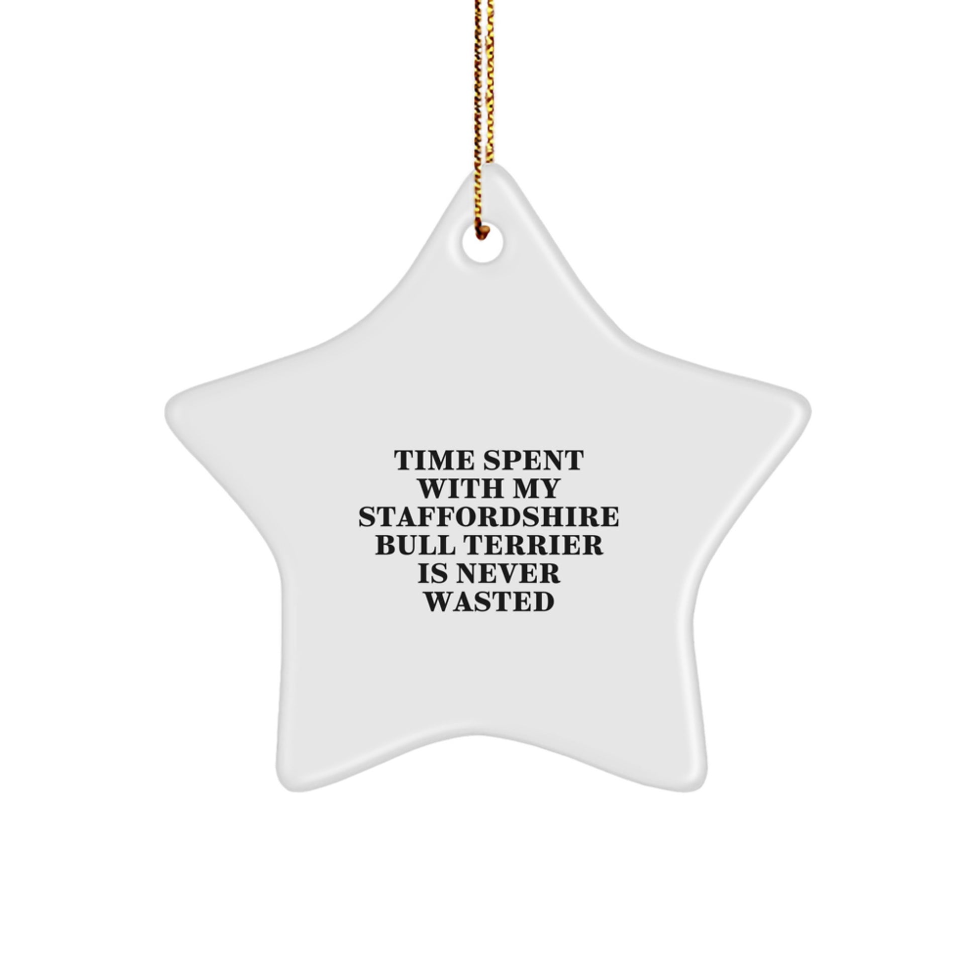 Funny Staffordshire Bull Terrier Dog Gifts for Christmas - Staffordshire Bull Terrier Dog Star Ornament with Gifts from Family - Image 1