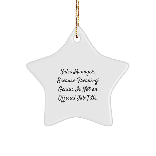 Funny Sales Manager Star Ornament Gifts from Coworkers, Unique Christmas Unique Gifts for Sales Managers, 'Sales Manager. Because Freaking' genius Is Not An Official Job Title.' - Image 1