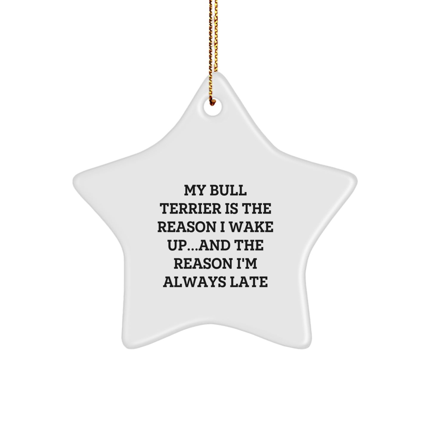 Funny Bull Terrier Dog Star Ornament, Gifts from Men to Family, Christmas Unique Gifts for Bull Terrier Dog Lovers, My Bull Terrier Is The Reason... - Image 1