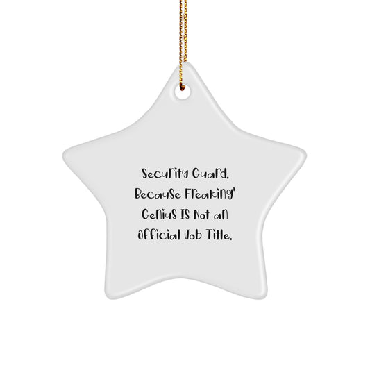 Funny Security Guard Christmas Unique Gifts from Family - 'Security Guard. Because Freaking' genius Is Not An Official Job Title.' Star Ornament for Security Guard Men - Image 1