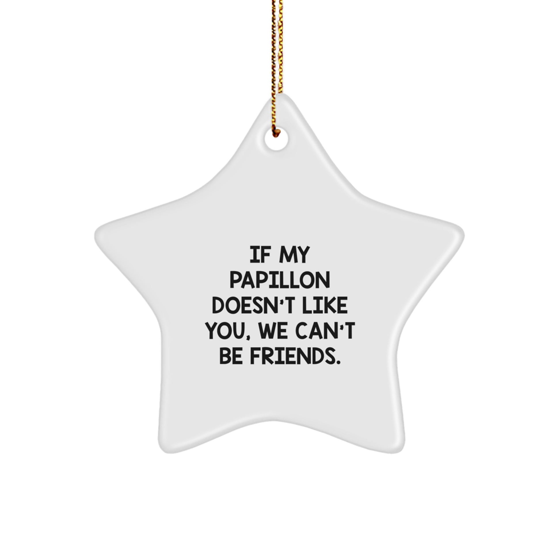 Funny Papillon Dog Star Ornament, Christmas Unique Gifts for Friends, Family, and Coworkers, 'If My Papillon Doesn't Like You, We Can't Be Friends', Papillon Dog Lover Gifts - Image 1