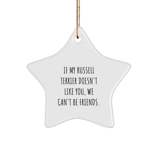 Funny Russell Terrier Dog Star Ornament Gifts from Family and Friends - Image 1