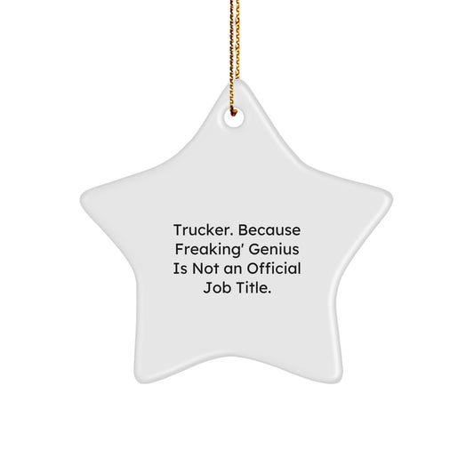 Funny Trucker Gifts from Men for Trucker - Star Ornament Christmas Unique Decorations - Image 1