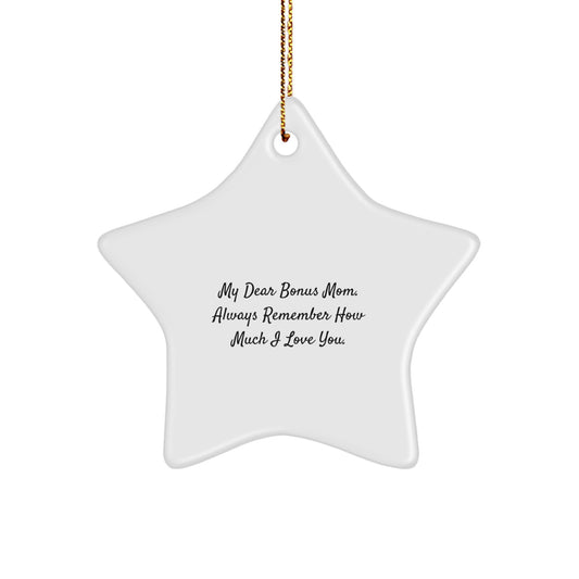 Funny Bonus Mom Gifts for Christmas - 'My Dear Bonus Mom' Star Ornament, Gifts from Family - Image 1