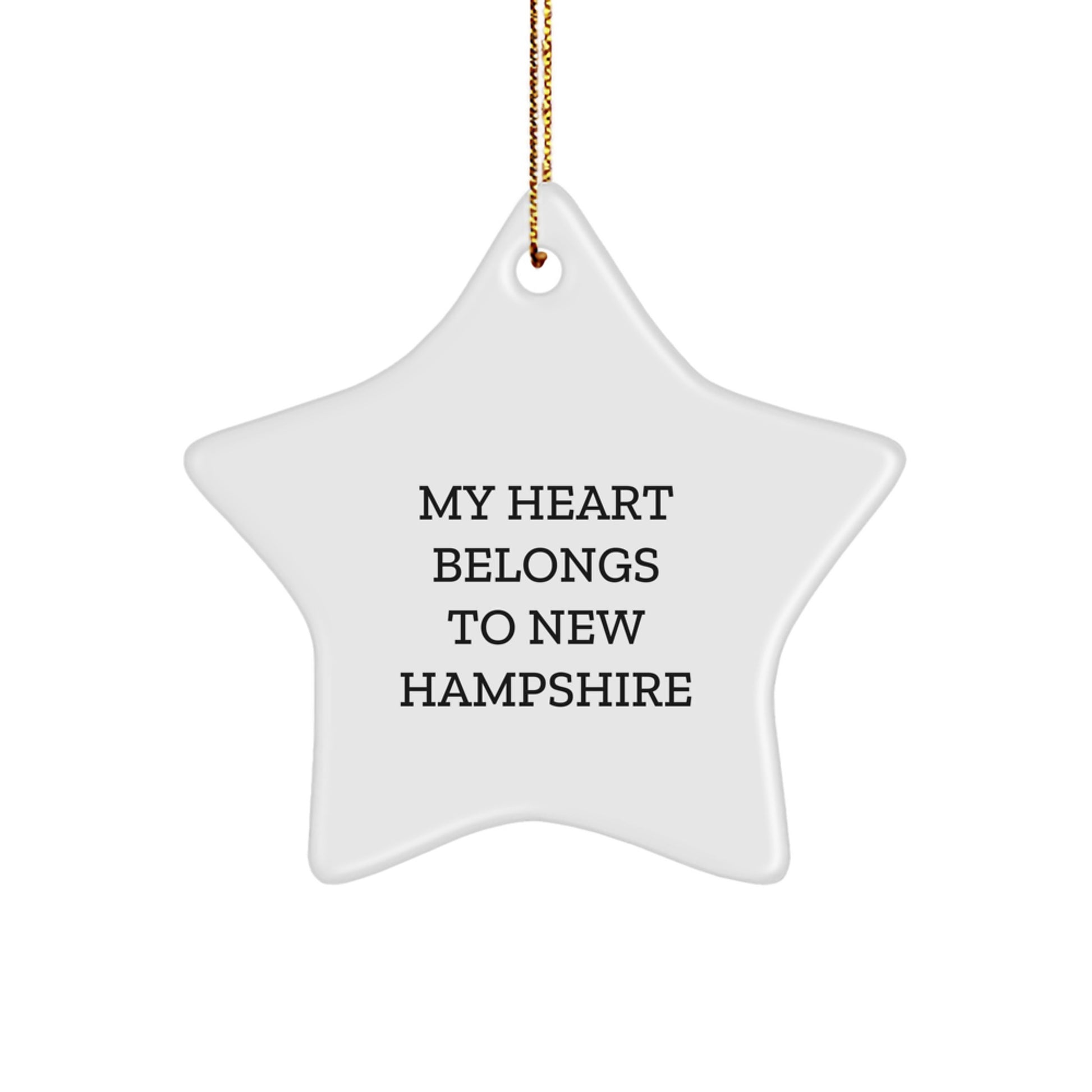 My Heart Belongs To New Hampshire Star Ornament, Gifts from Friends to New Hampshire Residents, Christmas Unique Gifts - Image 1