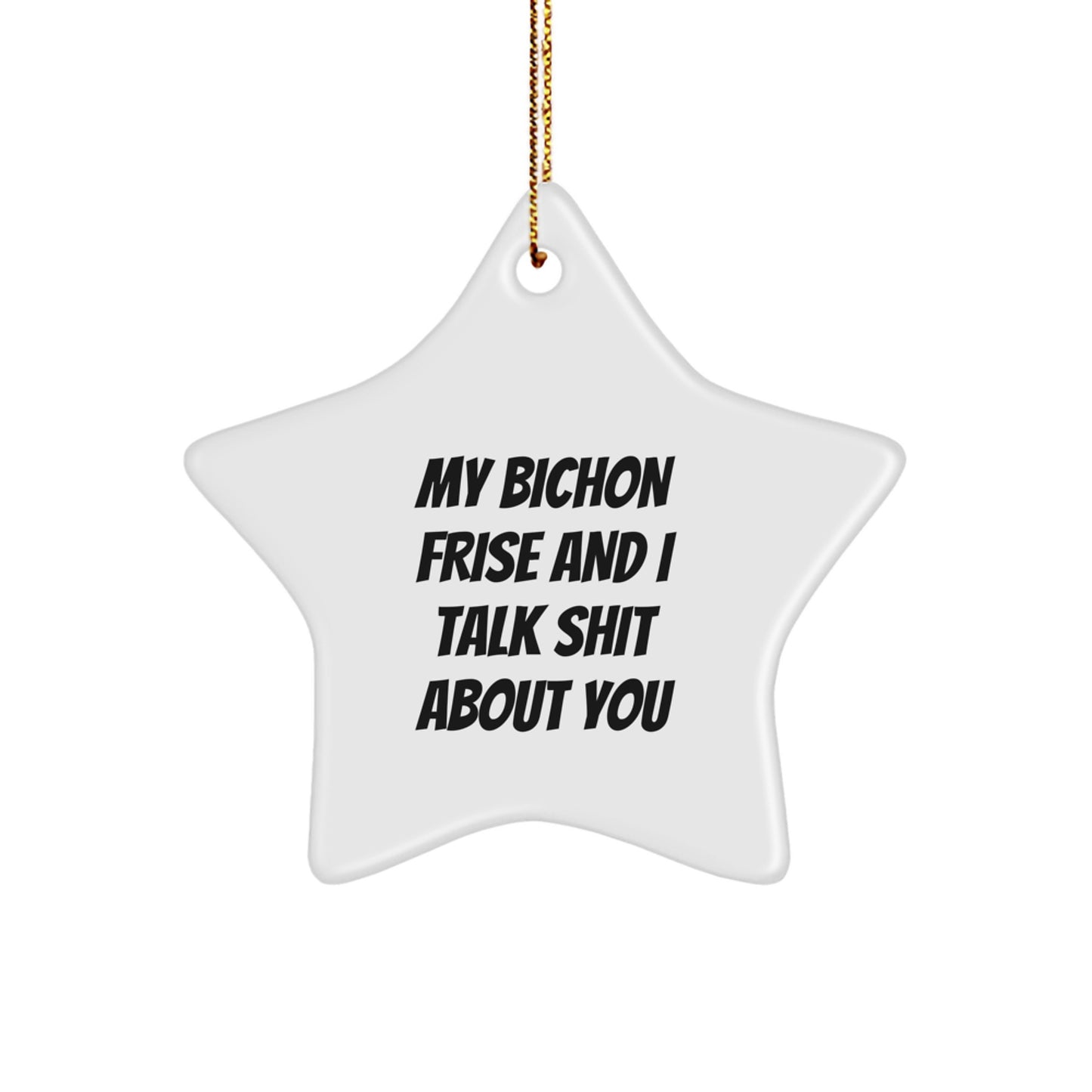 Funny Gifts for Bichon Frise Dog Lovers - White Star Ornament, Gifts from Friends - Image 1