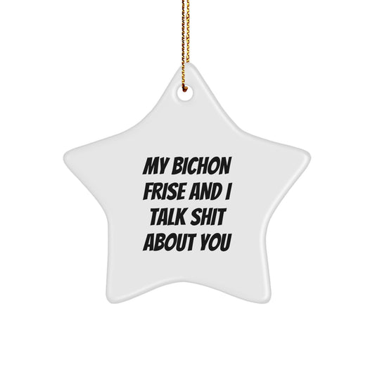 Funny Gifts for Bichon Frise Dog Lovers - White Star Ornament, Gifts from Friends - Image 1