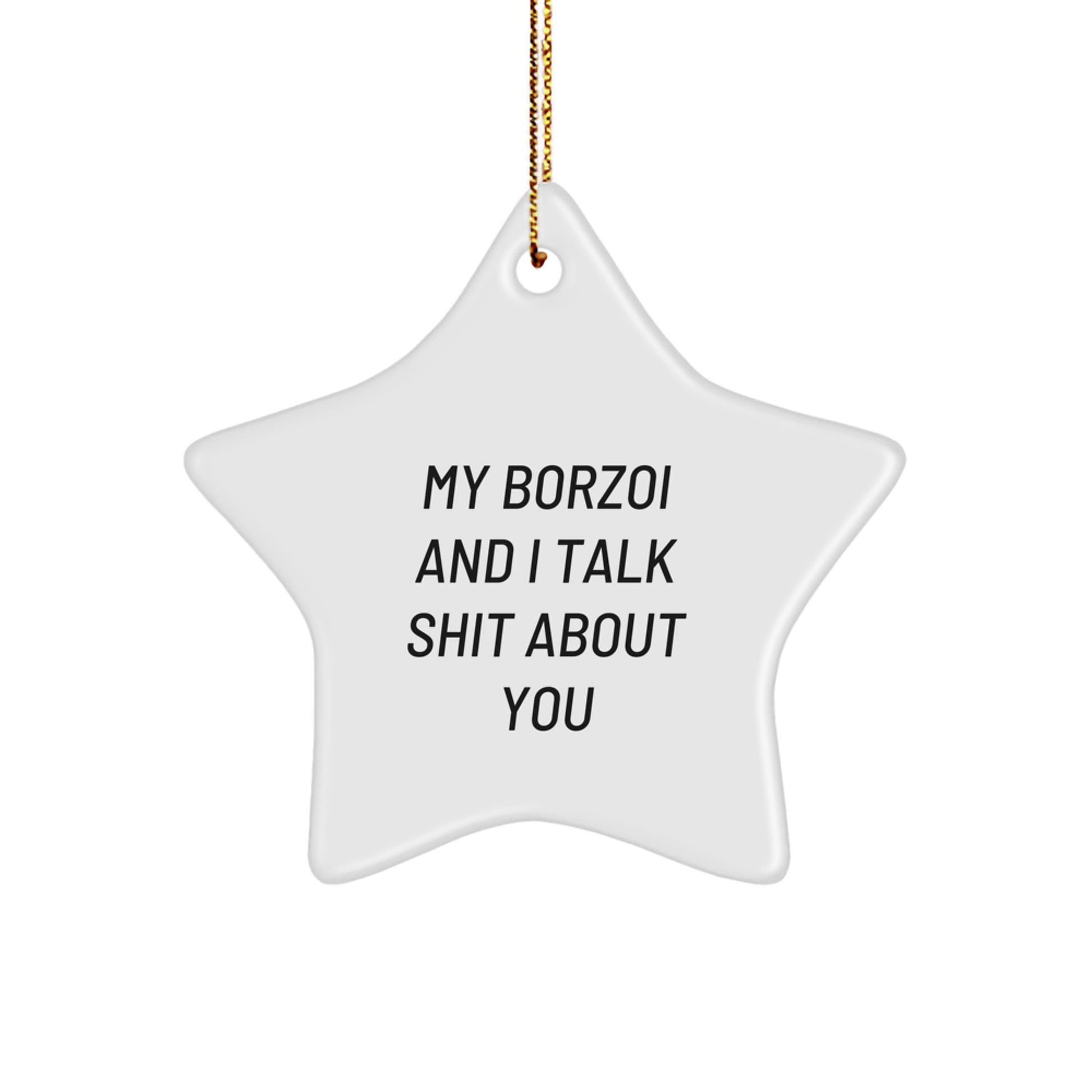 Funny Borzoi Dog Christmas Unique Gifts from Friends Star Ornament, Borzoi Dog Lover Gifts for Women, Men, Coworkers, Family - Image 1