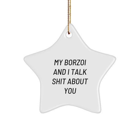 Funny Borzoi Dog Christmas Unique Gifts from Friends Star Ornament, Borzoi Dog Lover Gifts for Women, Men, Coworkers, Family - Image 1