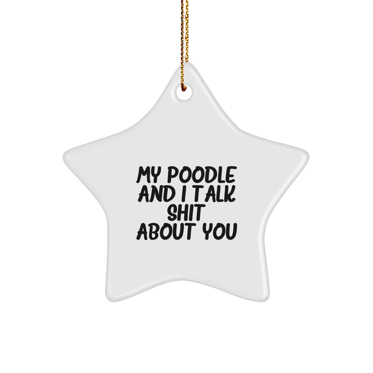 Poodle Dog Christmas Ornament Idea for Coworkers White Star Gift - Image 1