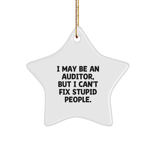 Funny Auditor Gifts for Men - Star Ornament, Christmas Unique Gifts from Friends for Auditor, I May Be An Auditor, But I Can't Fix Stupid People. - Image 1