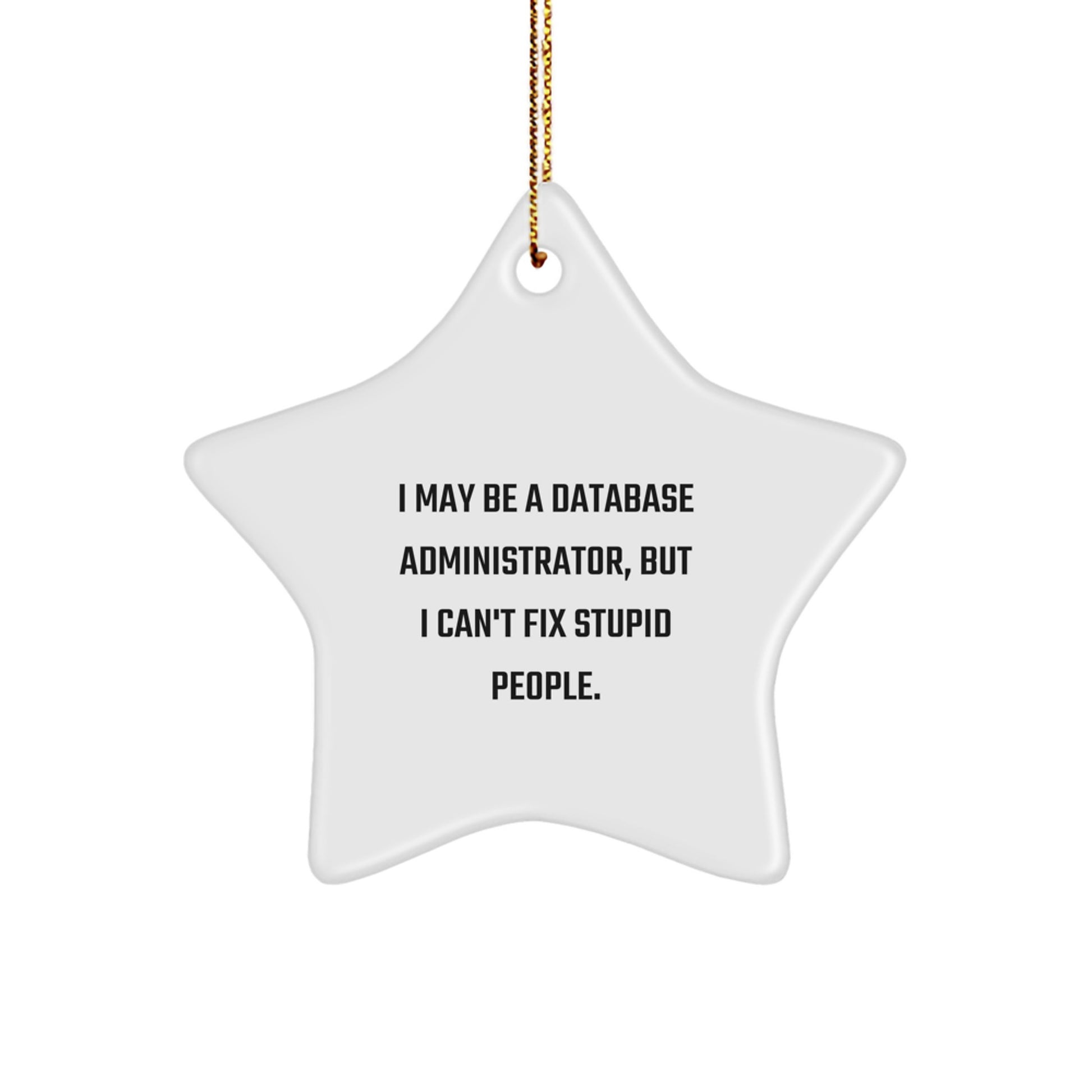 Funny Star Ornament Gift for Database Administrator, I May Be A 'Database Administrator' But I Cant Fix Stupid People Christmas Decoration - Image 1