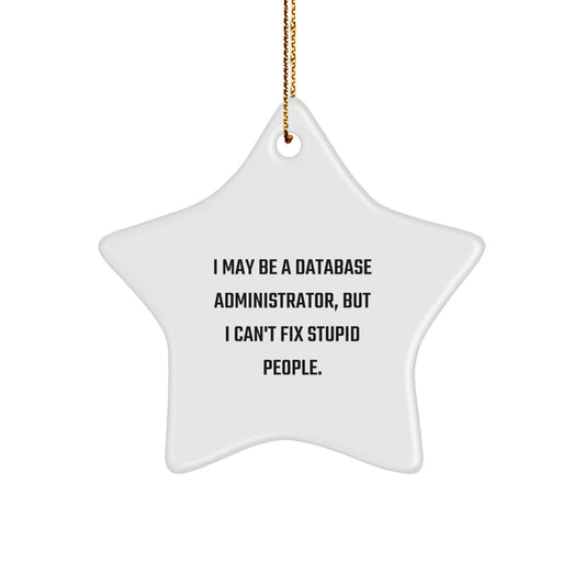 Funny Star Ornament Gift for Database Administrator, I May Be A 'Database Administrator' But I Cant Fix Stupid People Christmas Decoration - Image 1