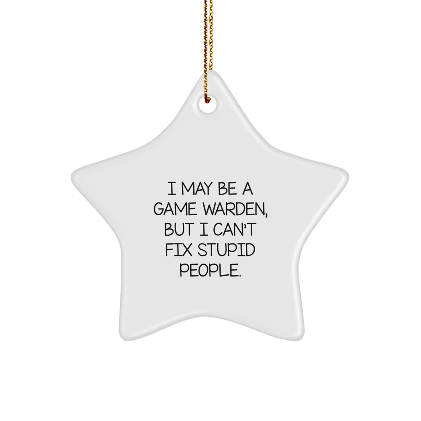 Funny Game Warden Gifts for Men, I May Be A Game Warden, But I Can't Fix Stupid People. Star Ornament, Christmas Unique Decorations - Image 1