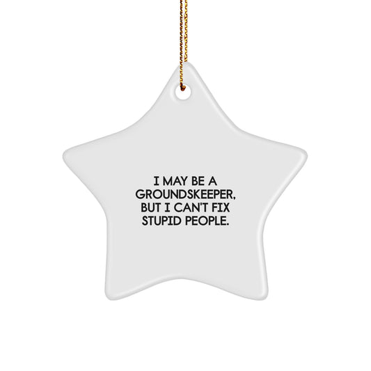 Funny groundskeeper Gifts from Men, Gifts for groundskeeper, Christmas Unique Ornament - I May Be A groundskeeper, But I Can't Fix Stupid People. - Image 1