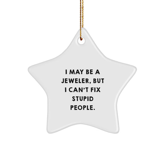 Funny Jeweler Gifts from Men for Women - Star Ornament, I May Be A Jeweler But I Cant Fix Stupid People, Christmas Unique Gifts - Image 1