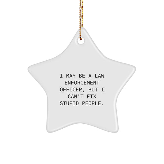 I Can't Fix Stupid Law Enforcement Officer Star Christmas Ornament Gift - Image 1