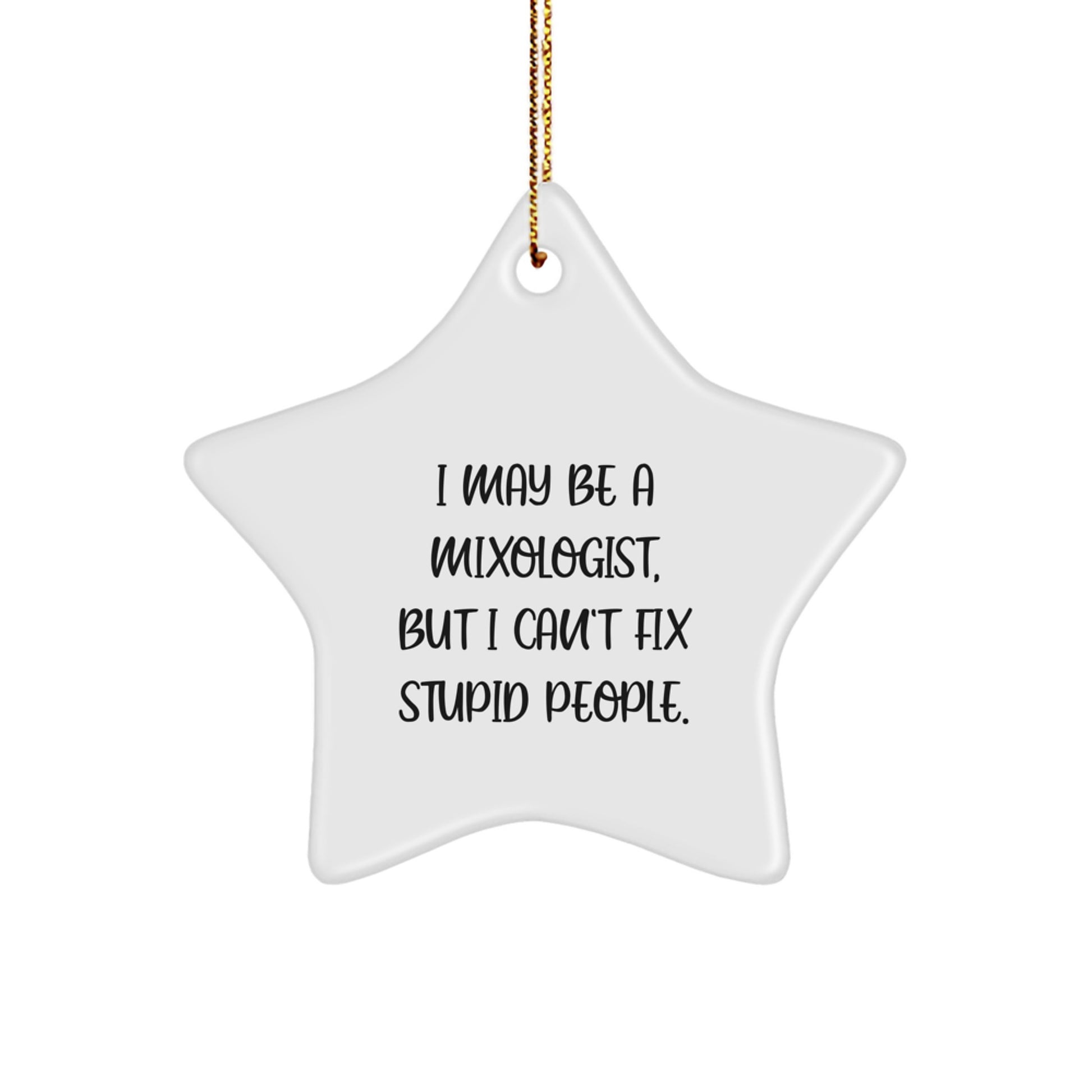 Funny Mixologist Gifts from Friends, Star Ornament for Christmas Unique Gifts, Inspirational Quote for Him or Her - 'I May Be A Mixologist, But I Can't Fix Stupid People.' - Image 1