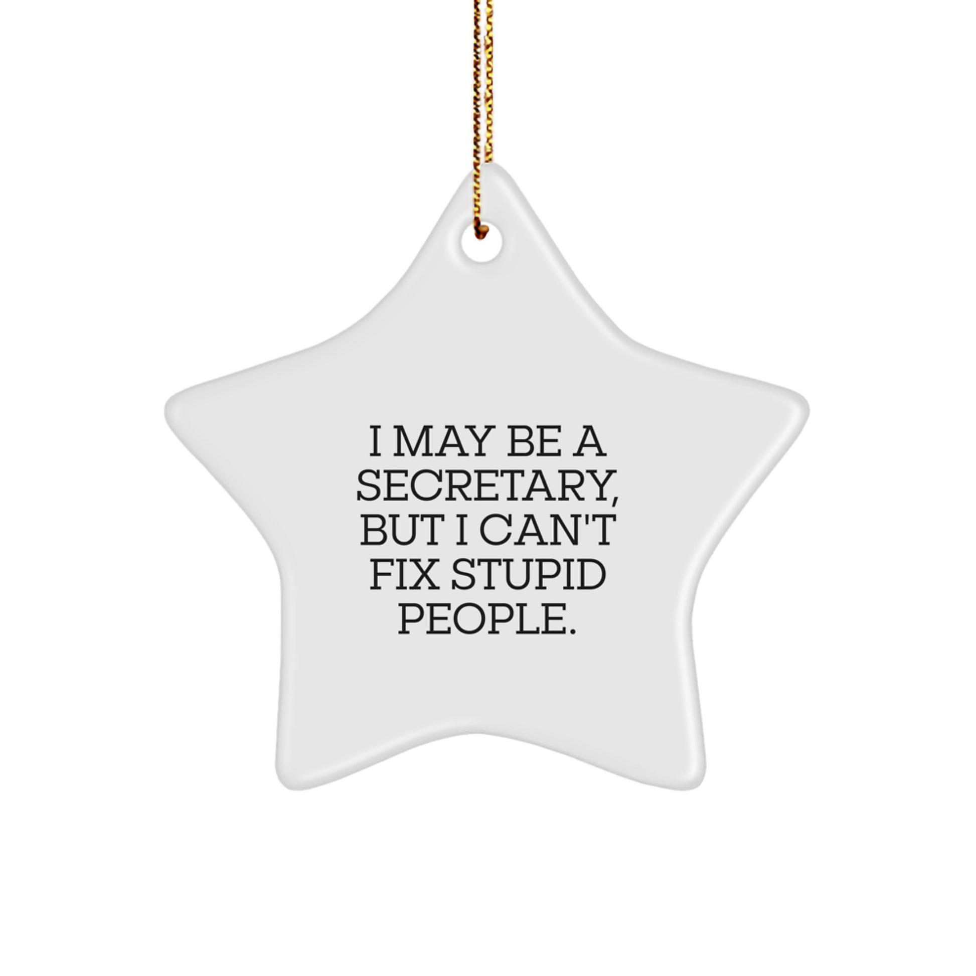 Funny Secretary Star Ornament Gifts from Friends for Coworkers or Family - I May Be A Secretary, But I Can't Fix Stupid People. - Image 1