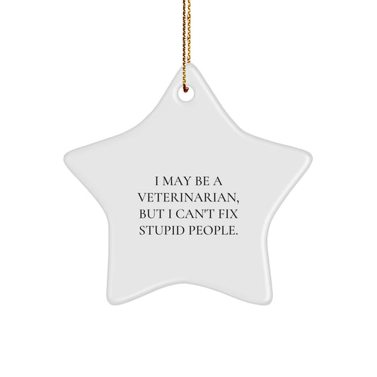 Funny Veterinarian Star Ornament Gifts from Family or Friends for Veterinarian Men or Women, 'I May Be A Veterinarian, But I Can't Fix Stupid People.', Christmas Unique Gifts - Image 1