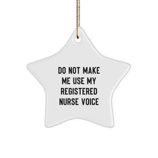 Registered Nurse Star Ornament, Funny Gift for Coworkers and Friends from Men, Women, or Family at Christmas - Image 1