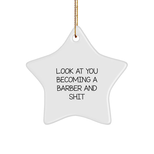 Sassy Barber Star Ornament for Friends Christmas Gift - Image 1