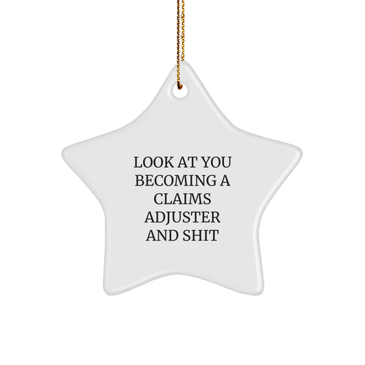 Funny Claims Adjuster Star Ornament Gift for Claims Adjuster from Friends at Christmas - Image 1