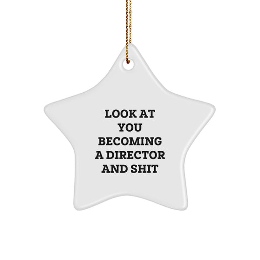 Funny Director Star Ornament Gifts from Friends and Family for Him with Look At You Becoming A Director And Shit Christmas Unique Decorations - Image 1