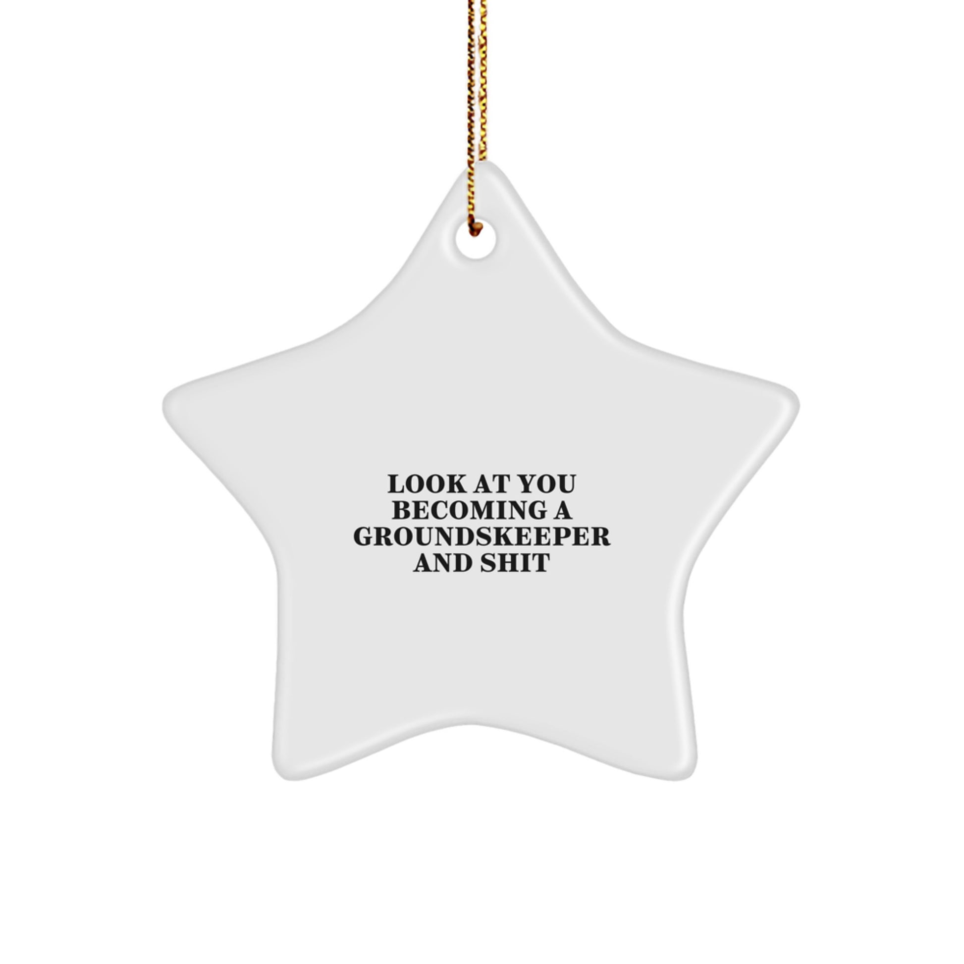 Funny groundskeeper Gift, Star Ornament for Christmas - 'Look At You Becoming A groundskeeper And Shit' - Image 1