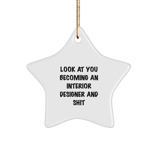 Funny Interior Designer Gifts from Friends - White Star Ornament for Interior Designer, Men, Women, Coworkers, Family - Christmas Unique Star Shaped Decor - Image 1