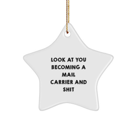 Funny Mail Carrier Gifts from Friends for Christmas Star Ornament, Star Ornament for Mail Carrier, Mail Carrier Gifts - Image 1