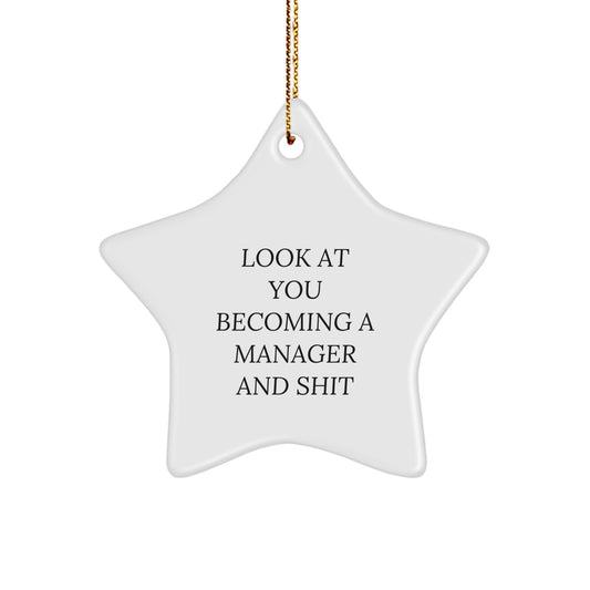 Funny Manager Star Ornament Gifts from Friends, for Men, Christmas Unique Gifts to Look At You Becoming A Manager And Shit - Image 1