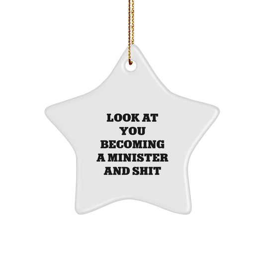 Novelty Minister Christmas Ornament for Friends Gift – Cheeky Star - Image 1