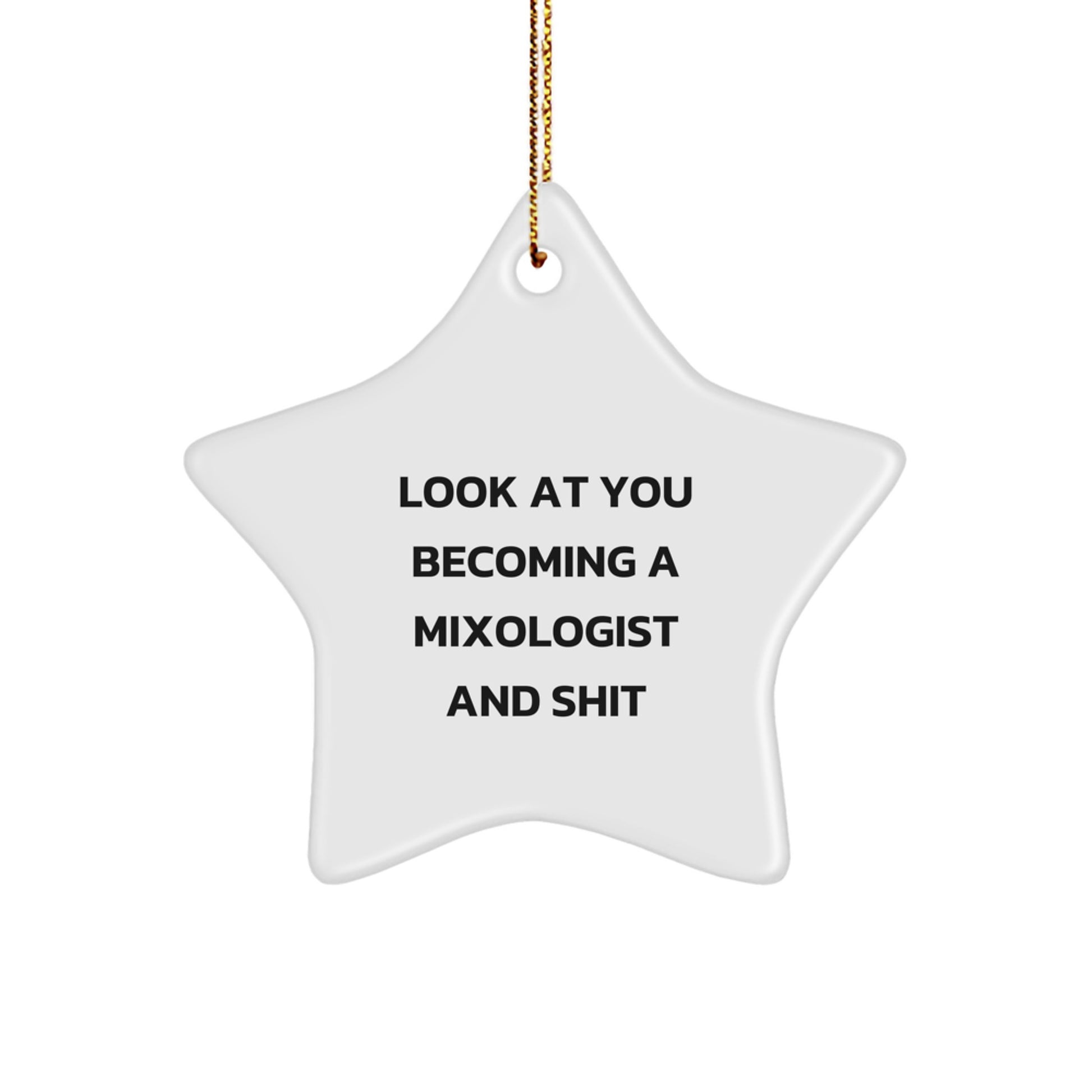 Funny Mixologist Christmas Unique Gifts from Friends for Men, Star Ornament, Look At You Becoming A Mixologist And 'Shit' Decorations - Image 1