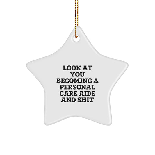 Funny Personal Care Aide Gifts from Family Members for Men, Women, or Friends - Star Ornament Christmas Unique Decorations - Image 1