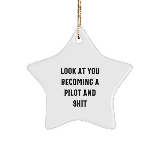 Funny Pilot Gifts from Men to Friends, Pilot Star Ornament, Look At You Becoming A Pilot And Shit Christmas Unique Gifts - Image 1