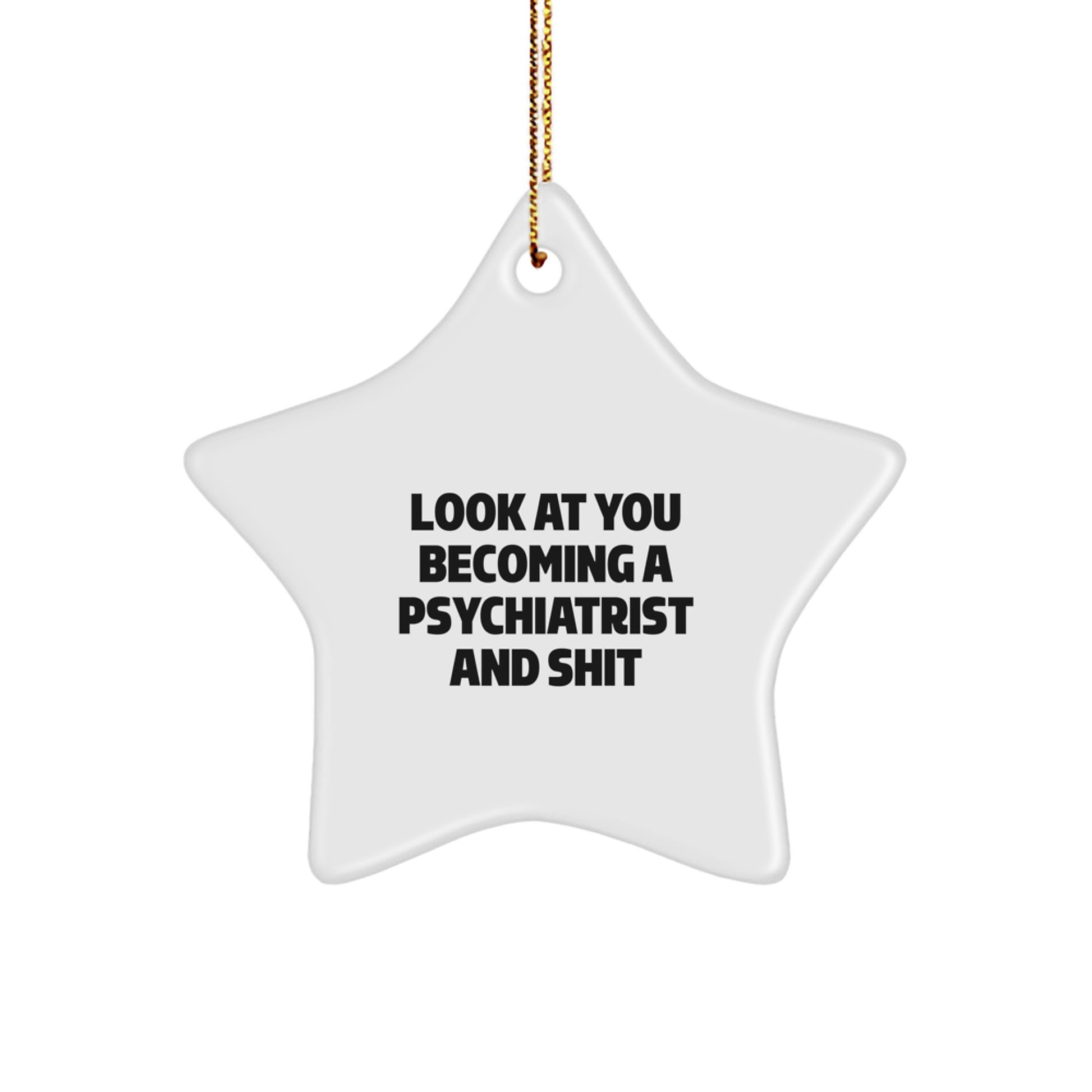 Funny Psychiatrist Gifts from Men, Unique Star Ornaments for Psychiatrist Women, Christmas Unique Gifts, 'Look At You Becoming A Psychiatrist And Shit' - Image 1