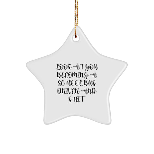 Christmas Gift for Her School Bus Driver Star Ornament Present - Image 1
