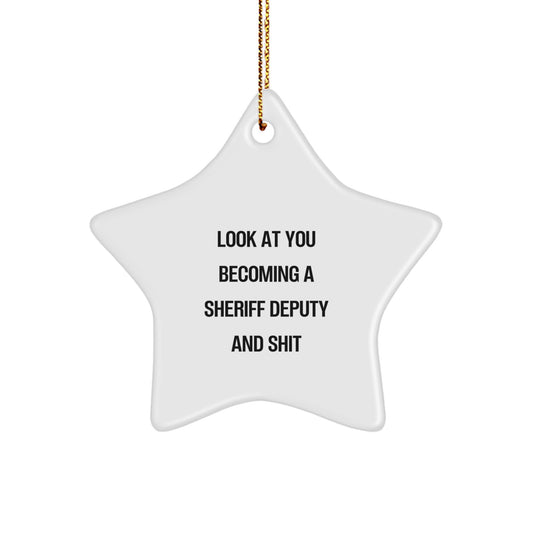 Christmas Gift Sheriff Deputy Star Ornament for Her Present - Image 1