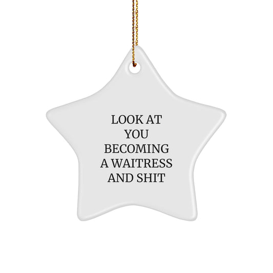 Christmas Gift for Her Star Ornament - Look At You Becoming A Waitress - Image 1