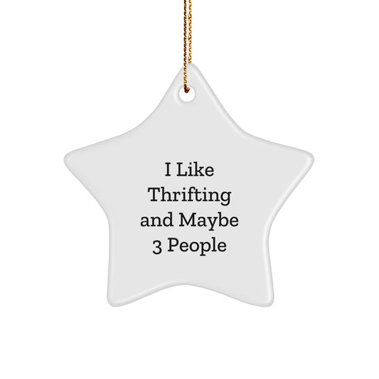 Thrifting Fun Gifts from Friends for Thrifting Enthusiasts, White Star Ornament, Christmas Unique Gifts - Image 1