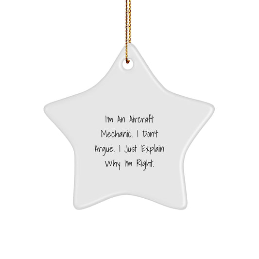 Funny Gifts for Aircraft Mechanic Friends, Star Ornament for Christmas Unique Gifts from Family, Friends, and Coworkers, Inspirational Aircraft Mechanic Decor - Image 1