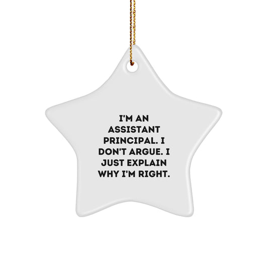 Funny Assistant Principal Gifts from Friends, Star Ornament for Assistant Principals, Christmas Unique Gifts for Men, Women, Coworkers, Family - Image 1