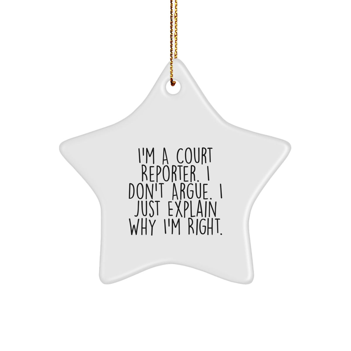 Witty Christmas Ornament Gift for Friends - Court Reporter, I Don't - Image 1