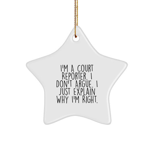 Witty Christmas Ornament Gift for Friends - Court Reporter, I Don't - Image 1